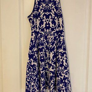 Aqua blue and white paisley dress, size small
